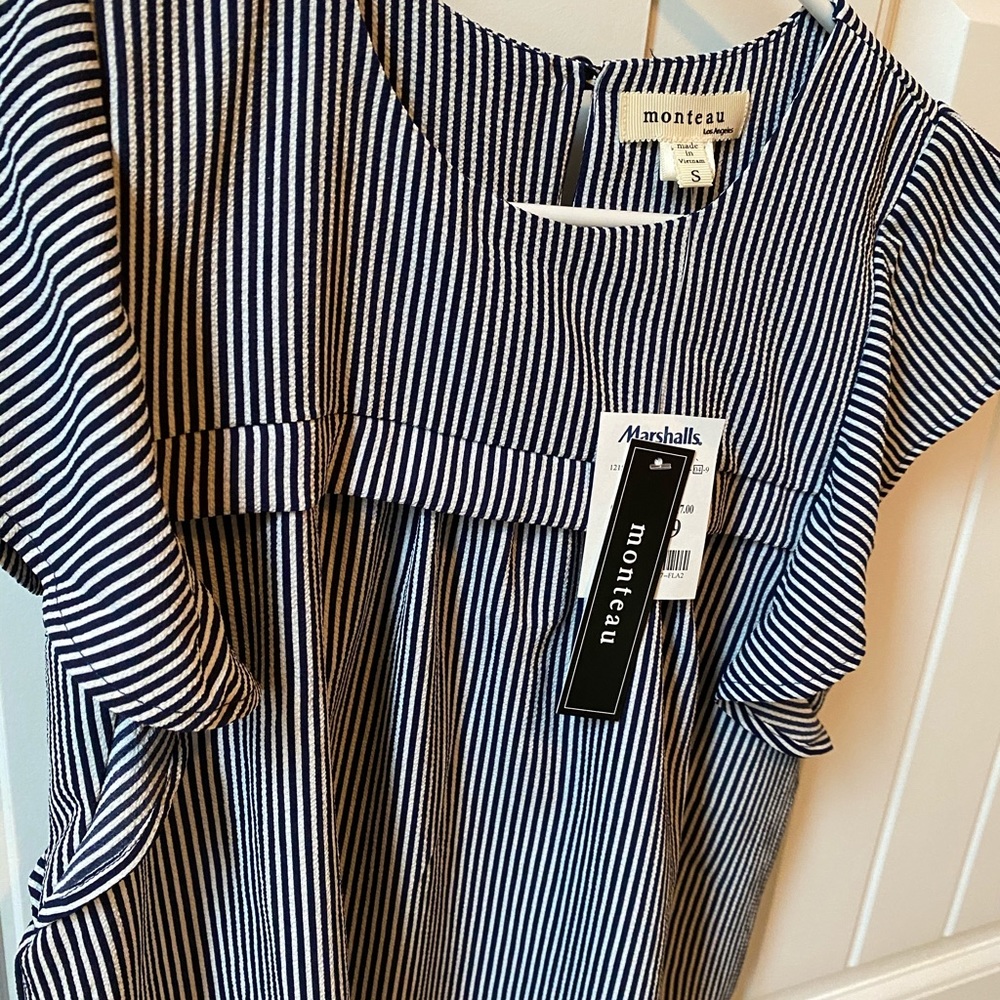 Navy striped blouse